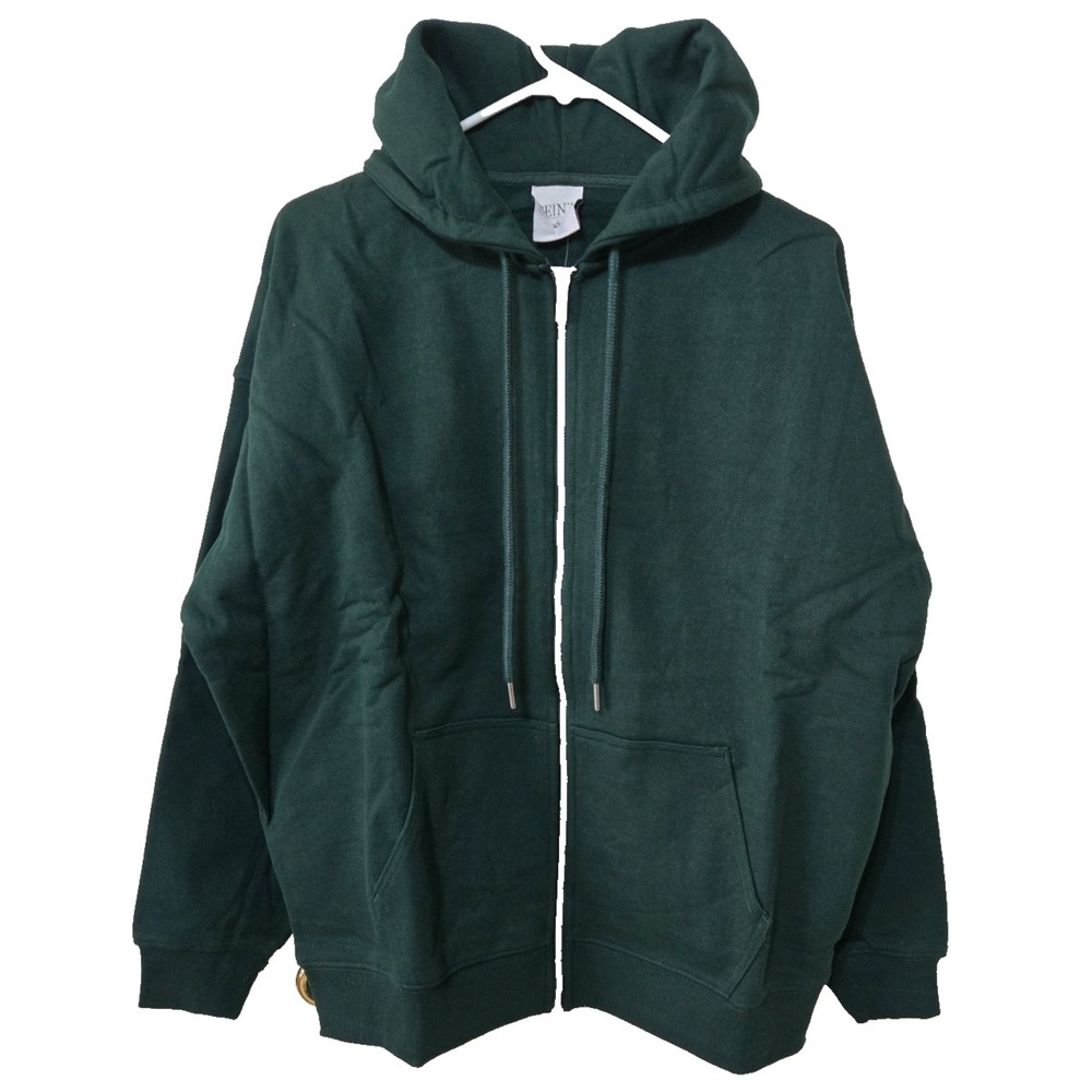 Seint University Oversized‎ Full Zip Hoodie Men s XS Dark Green NWT